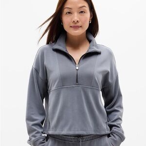 Athleta Seasoft Rib 1/4 Zip Popover in Bluish/Gray